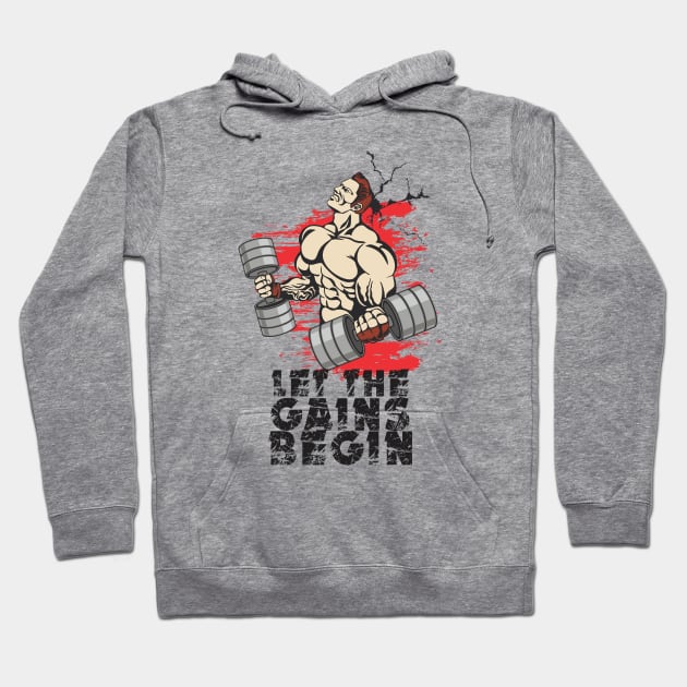 Let the gains begin - Crazy gains - Nothing beats the feeling of power that weightlifting, powerlifting and strength training it gives us! A beautiful vintage design representing body positivity! Hoodie by Crazy Collective